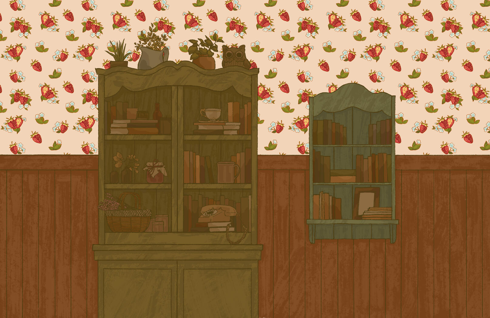 Desktop background from my Strawberry Cottagecore Icon Set. Available in itch.io